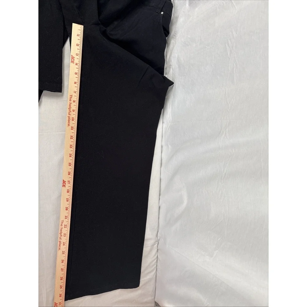 Jones New York Signature Jeans Womens 14W Black Stretch Straight Leg High Rise